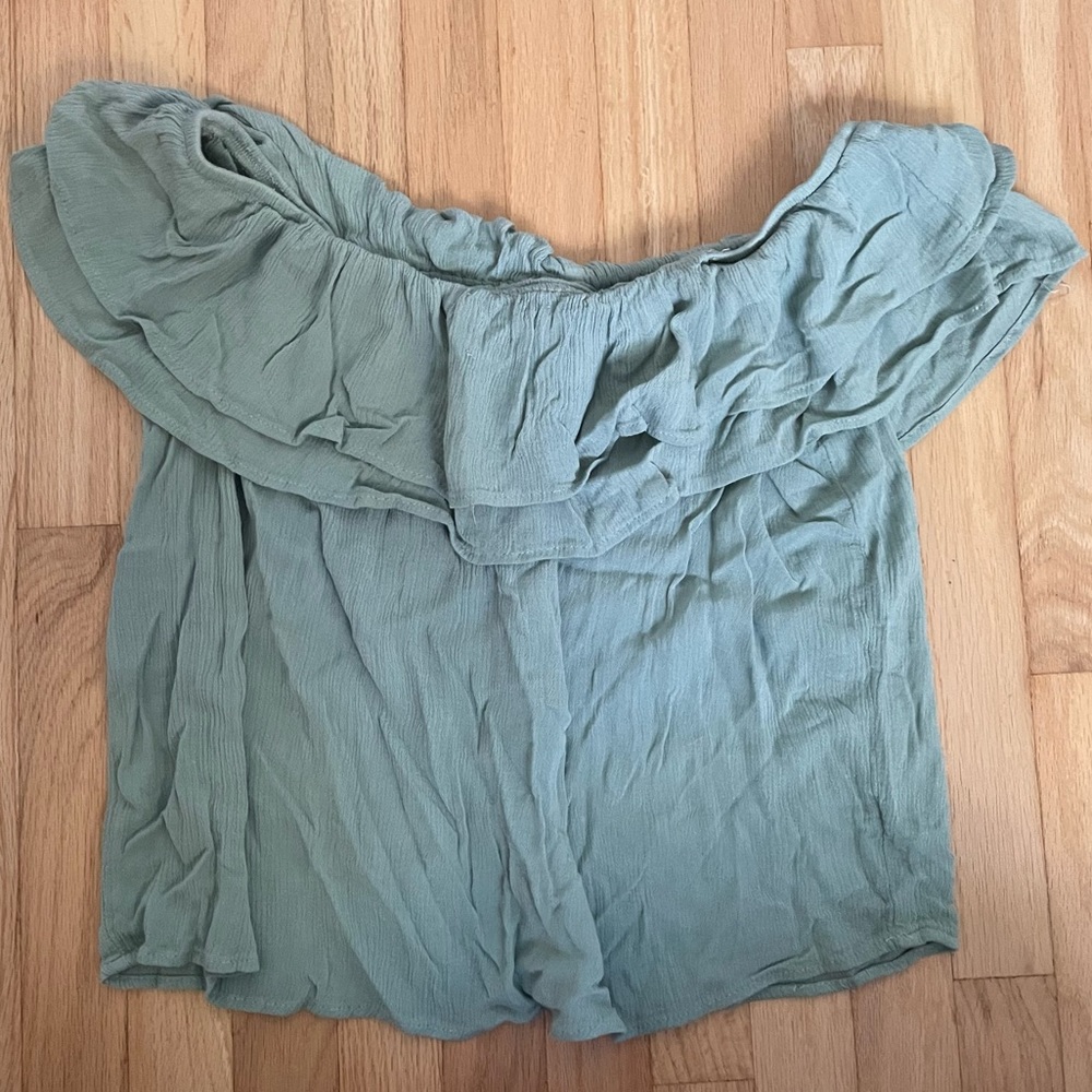 One Clothing Los Angeles Teal off the shoulder top size large with elastic band